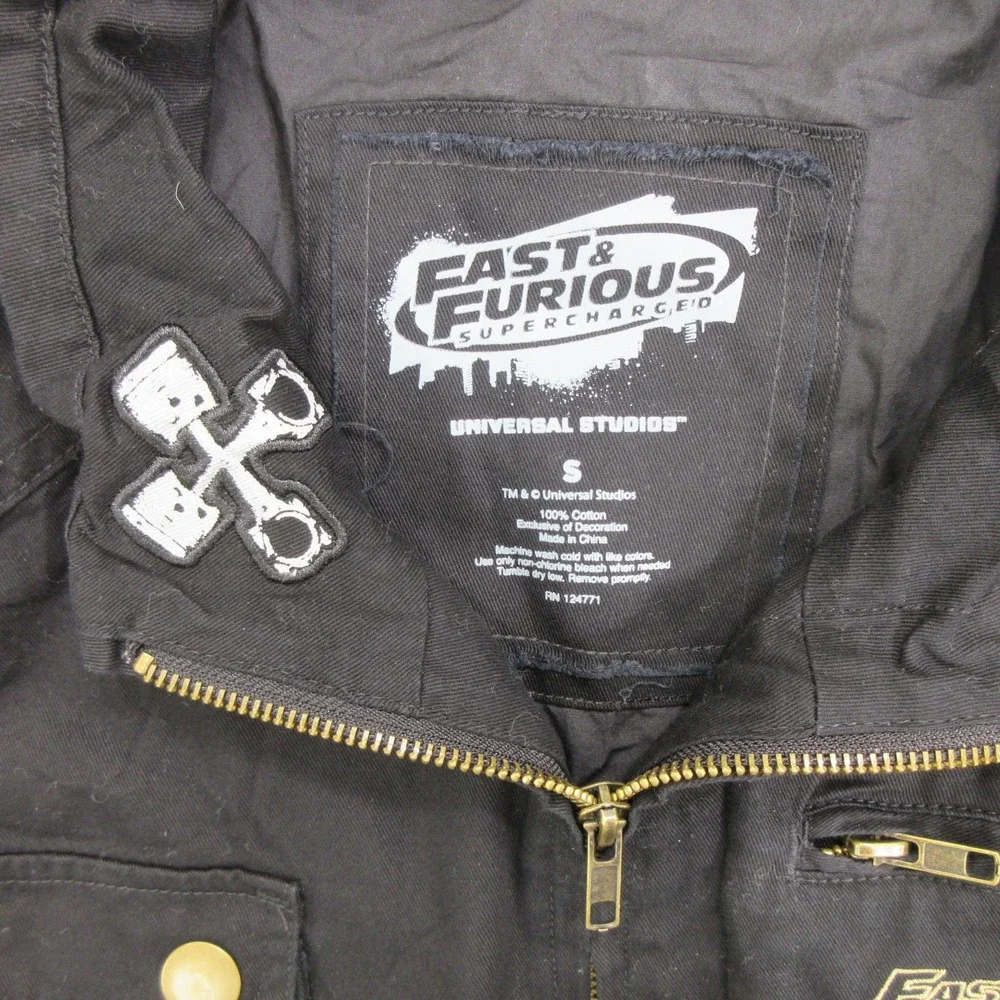Universal Studios Fast & Furious Supercharged Jacket S Men Black Cotton Graphic